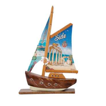 Side Temalı Yelkenli Ahşap Magnet - Myros