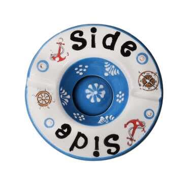 Side Themed Traditional Ceramic Lidded Small Ashtray 110 mm - Standart - 2