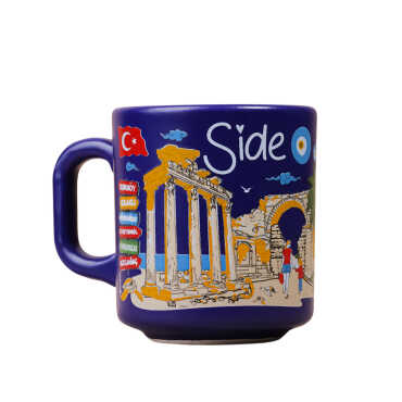 Side Temalı Yöresel Seramik Kapuçino Kupa - Myros