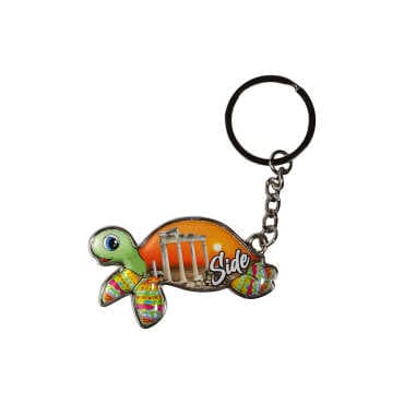 Side Themed Floating Turtle Shaped Metal Keychain