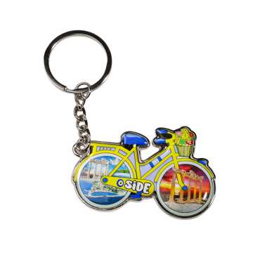 Side Themed Bicycle Shaped Metal Keychain - 5