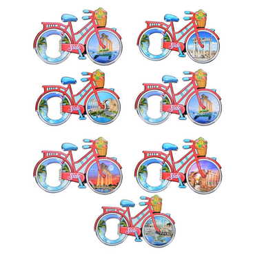 Side Themed Bicycle Shaped Metal Magnetic Bottle Opener 100x65 mm - 2