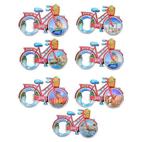 Side Themed Bicycle Shaped Metal Magnetic Bottle Opener 100x65 mm - 2