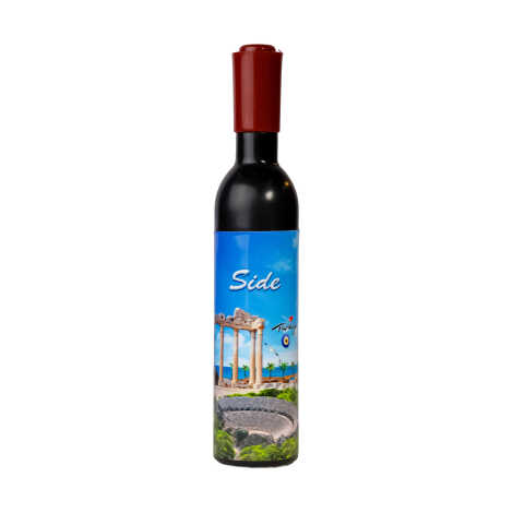 Side Themed Bottle Shaped Metal Wine Bottle Corkscrew Opener-Magnetic 115x25x25 mm - 7