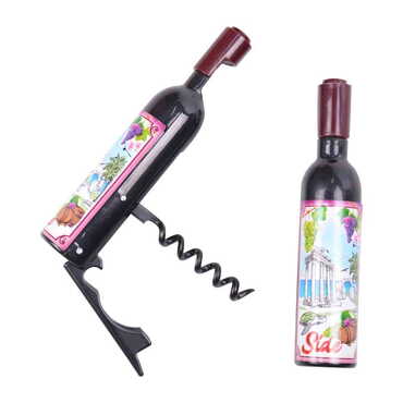 Side Themed Bottle Shaped Metal Wine Bottle Corkscrew Opener-Magnetic 115x25x25 mm - Thumbnail