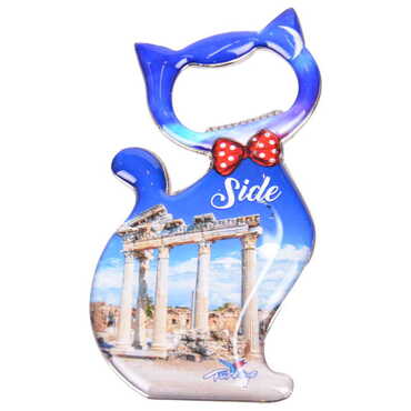 Side Themed Cat Shaped Metal Magnetic Bottle Opener 97x48 mm - 5