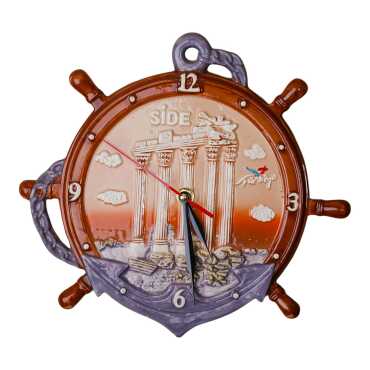 Side Themed Ceramic Brown Anchor Clock - Myros