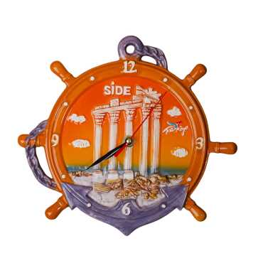 Side Themed Ceramic Orange Anchor Clock - Myros