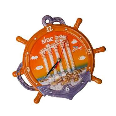 Side Themed Ceramic Orange Anchor Clock - 2