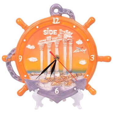 Myros - Side Themed Ceramic Orange Anchor Clock