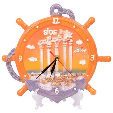 Side Themed Ceramic Orange Anchor Clock