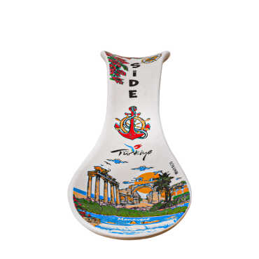 Side Themed Ceramic Serigraphy Printed Spoon Rests - 2