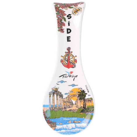 Side Themed Ceramic Serigraphy Printed Spoon Rests - 1
