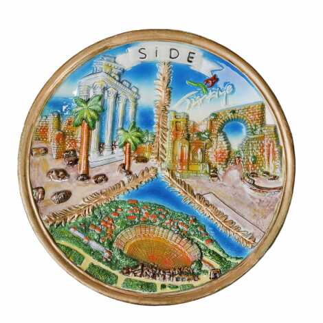 Side Themed Ceramic Traditional Stone Plate 15 cm - 1