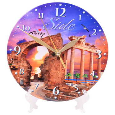 Side Themed Ceramic Wall Clock 20 Cm - Thumbnail