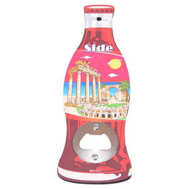 Myros - Side Themed Coke Bottle Shaped Printed MDF Wooden Bottle Opener 200x66 mm