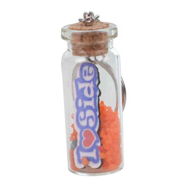 Side Themed Collectible Glass Bottle Shape Keychain - Thumbnail