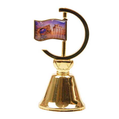 Side Themed Collectible Souvenir Double Side Metal Spinner Flag Bell - Golden Color - 1