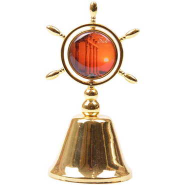 Side Themed Collectible Souvenir Double Side Metal Spinner Rudder Bell - Golden Color - Thumbnail