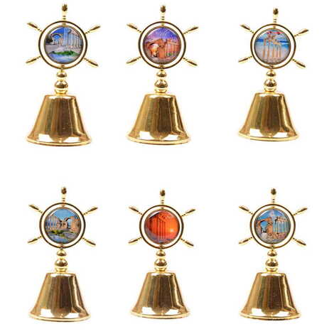 Side Themed Collectible Souvenir Double Side Metal Spinner Rudder Bell - Golden Color - 2
