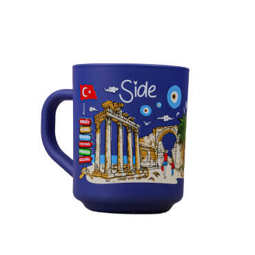 Side Themed Colored Glass Mug - 8