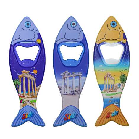 Side Themed Customised UV Printed Fish Shape Printed Plastic Base Bottle Opener 42x130 mm - 4