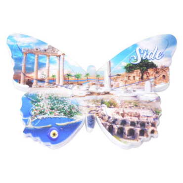 Myros - Side Themed Customised UV Printed Plastic Base Butterfly Shaped Fridge Magnet 80x58 mm