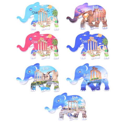 Side Themed Customised UV Printed Plastic Base Elephant Shaped Fridge Magnet 86x62 mm - 2