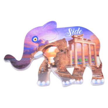 Myros - Side Themed Customised UV Printed Plastic Base Elephant Shaped Fridge Magnet 86x62 mm