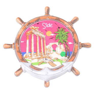 Side Themed Customised UV Printed Plastic Base Marin Rudder Shaped Fridge Magnet 82x82 mm - 11