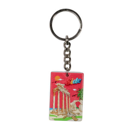 Side Themed Customised UV Printed Plastic Base Rectangle Keyring 31x106 mm - 4