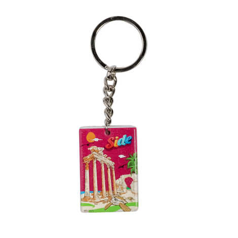 Side Themed Customised UV Printed Plastic Base Rectangle Keyring 31x106 mm - 1