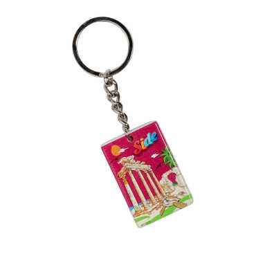 Side Themed Customised UV Printed Plastic Base Rectangle Keyring 31x106 mm - 2