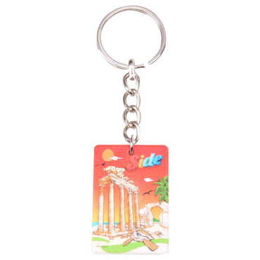 Side Themed Customised UV Printed Plastic Base Rectangle Keyring 31x106 mm - Thumbnail