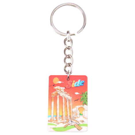 Side Themed Customised UV Printed Plastic Base Rectangle Keyring 31x106 mm