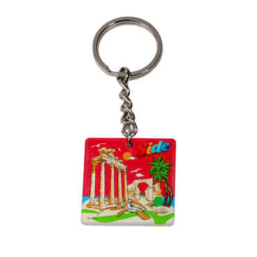 Side Themed Customised Uv Printed Plastic Base Round Keyring 40x108 mm - 2