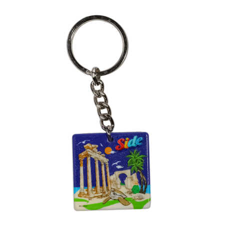 Side Themed Customised Uv Printed Plastic Base Round Keyring 40x108 mm - 4