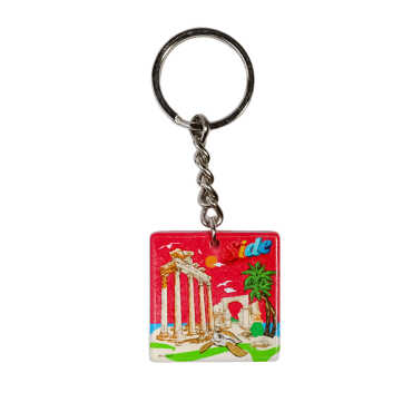 Side Themed Customised Uv Printed Plastic Base Round Keyring 40x108 mm - 5