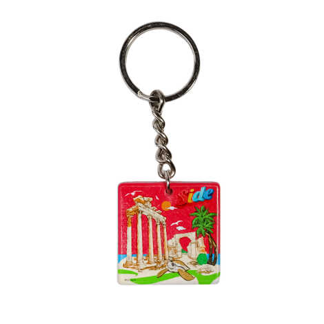 Side Themed Customised Uv Printed Plastic Base Round Keyring 40x108 mm - 5