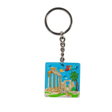 Side Themed Customised Uv Printed Plastic Base Round Keyring 40x108 mm - 6