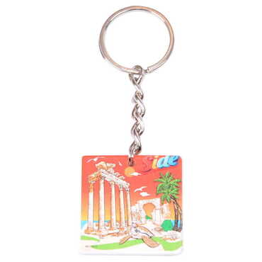 Side Themed Customised Uv Printed Plastic Base Round Keyring 40x108 mm - Myros