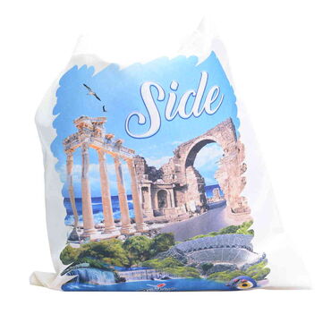 Side Themed Digital Printed Tote Bag 35x40 cm - Thumbnail