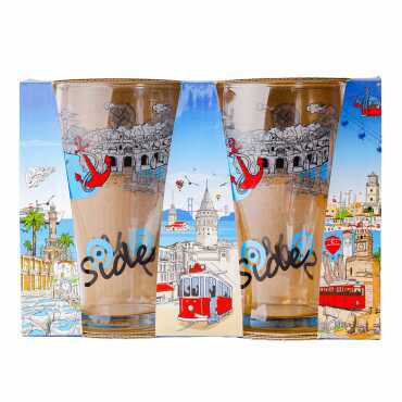 Side Themed Double Beer Glass Set - 1
