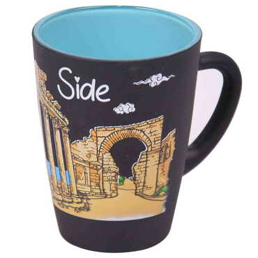 Side Themed Duo Colored and Printed Glass Mug - Thumbnail