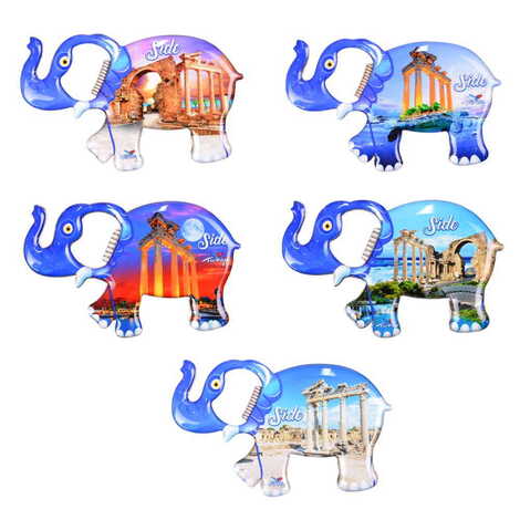 Side Themed Elephant Shaped Metal Magnetic Bottle Opener 98x61 mm - 3