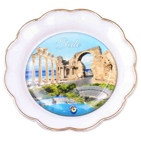 Side Themed Epoxy Dome Plate Shaped Souvenir Fridge Magnet 73 mm