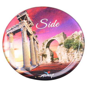 Side Themed Epoxy Dome Round Souvenir Fridge Magnet 67 mm - Thumbnail