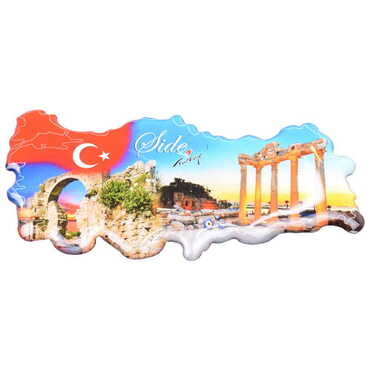 Side Themed Epoxy Dome Turkey Map Shaped Souvenir Fridge Magnet - Thumbnail