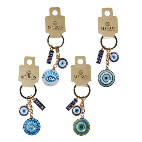 Side Themed Evil Eye Keychain Gold Collection - 4