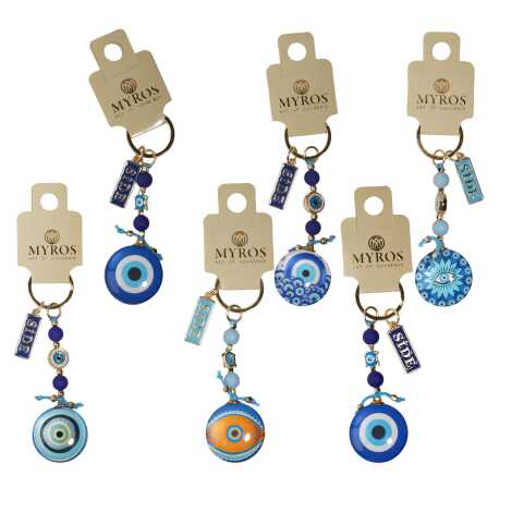 Side Themed Evil Eye Keychain Gold Collection - 7